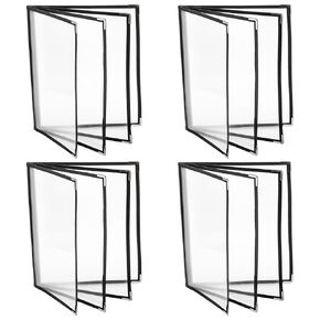 Nicunom 4PCS Menu Covers 8.5 X 11 Inch, 4 Page 8 View Restaurant Menu Covers Book, Fits A4 Size Paper, Black Menu Folder Menu Holders for Bar Cafe Restaurant