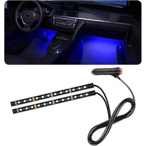 Car LED Strip Light, 24 LED RGB Auto Under Dash Interior Atmosphere Lights, Cigarette Lighter Decorative Lamp Ambient Night Light, Universal Lighting Kit Car Accessories (Blue)