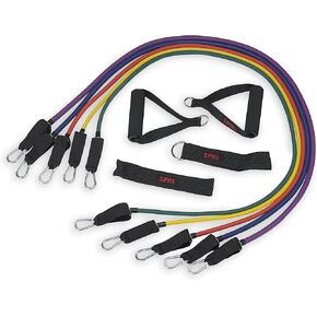 SPRI Resistance Band Kit - Resistance Training Interchangeable Tubes for Full Body Toning - Includes 5 Exercise Bands, Ankle/Wrist Strap with Padded Handles, Door Anchor, Exercise Guide, Carry Bag