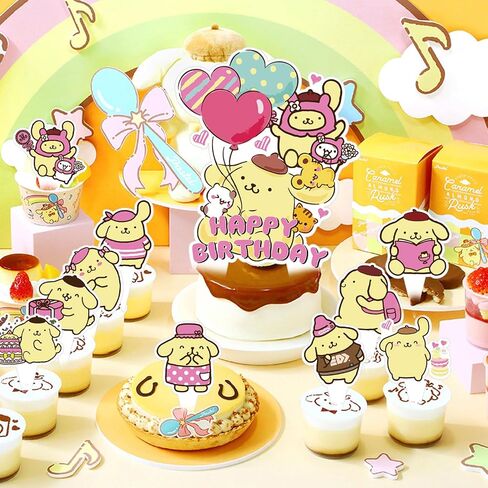 37Pcs Pompompurin Cake Toppers Cupcake Toppers, Pompompurin Cake Decorations,Cartoon Dog Birthday Party Supplies Decorations in Saudi Arabia