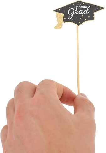 MAGICLULU 2024 Graduation Cupcake Toppers, 24pcs Glitter Class of 2024 Cake Toppers Grad Cap Cake Picks 2024 Diploma Appetizer Picks for Graduation New Years Party Favors in Saudi Arabia