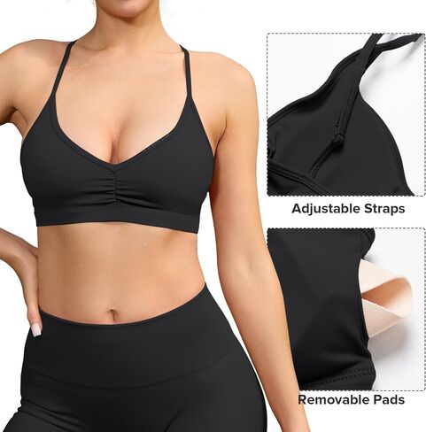 YEOREO حمالات صدر رياضية للصالة الرياضية للنساء كاسي تجريب متقاطع حمالة صدر مبطنة خفيفة التأثير Strappy اليوغا المحاصيل الأعلى in Saudi Arabia