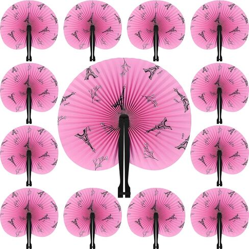 Karenhi 48 Pack Paris Themed Party Decorations Paper Folding Fans Paris Party Favors Eiffel Tower French Theme Birthday Party Supplies for Girls Gifts in Saudi Arabia