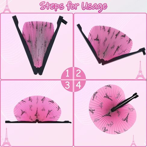 Karenhi 48 Pack Paris Themed Party Decorations Paper Folding Fans Paris Party Favors Eiffel Tower French Theme Birthday Party Supplies for Girls Gifts in Saudi Arabia