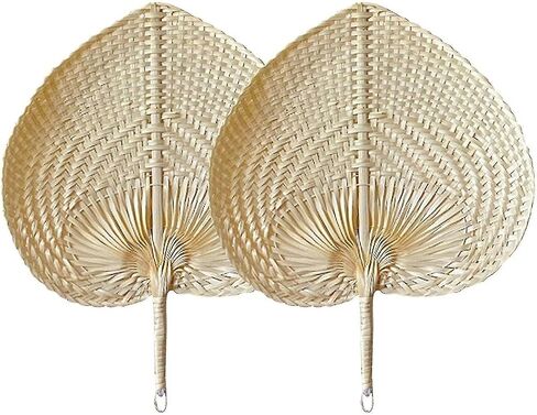 LAHERA KING 2pcs Hand Made Fan Hand Rattan Fan Portable Summer Fan Hand-Made Rattan Decor in Saudi Arabia