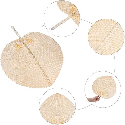 LAHERA KING 2pcs Hand Made Fan Hand Rattan Fan Portable Summer Fan Hand-Made Rattan Decor in Saudi Arabia