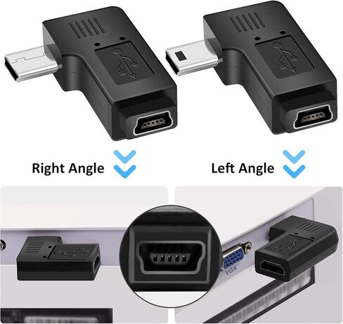 UCEC USB 2.0 Adapter Plug - Left and Right Angle Mini to Mini - Male to Female - Pack of 2 in Saudi Arabia