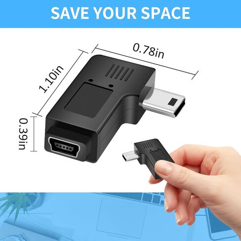 UCEC USB 2.0 Adapter Plug - Left and Right Angle Mini to Mini - Male to Female - Pack of 2 in Saudi Arabia