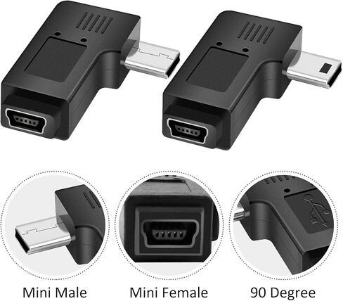 UCEC USB 2.0 Adapter Plug - Left and Right Angle Mini to Mini - Male to Female - Pack of 2 in Saudi Arabia