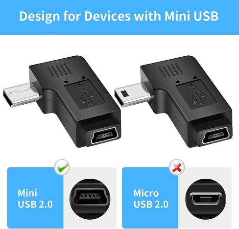 UCEC USB 2.0 Adapter Plug - Left and Right Angle Mini to Mini - Male to Female - Pack of 2 in Saudi Arabia