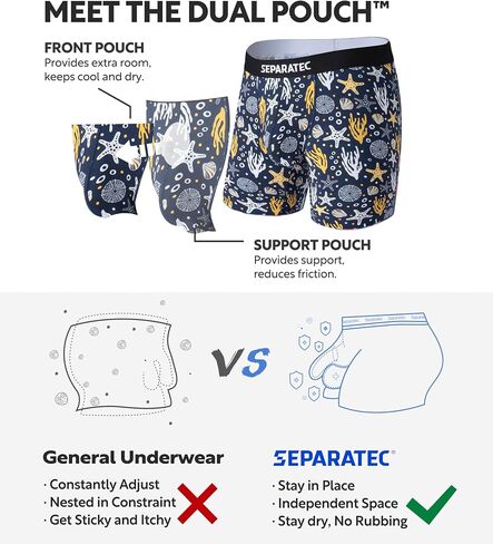 Separatec Men's Underwear with Ball Pouch Comfortable Cool and Fresh Bamboo Rayon Boxer Briefs for Men, Stylish Print 3 pack(L,Assorted Colors) in Saudi Arabia