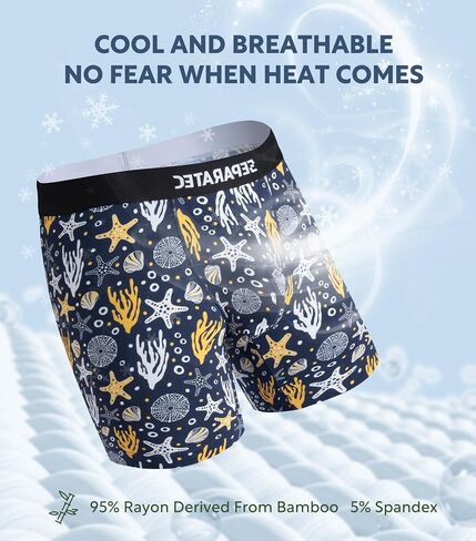 Separatec Men's Underwear with Ball Pouch Comfortable Cool and Fresh Bamboo Rayon Boxer Briefs for Men, Stylish Print 3 pack(L,Assorted Colors) in Saudi Arabia