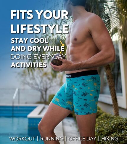 Separatec Men's Underwear with Ball Pouch Comfortable Cool and Fresh Bamboo Rayon Boxer Briefs for Men, Stylish Print 3 pack(L,Assorted Colors) in Saudi Arabia