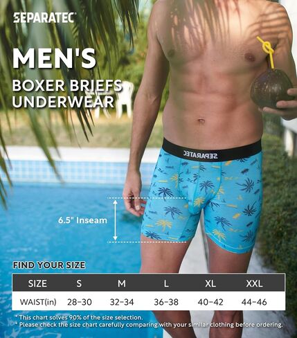 Separatec Men's Underwear with Ball Pouch Comfortable Cool and Fresh Bamboo Rayon Boxer Briefs for Men, Stylish Print 3 pack(L,Assorted Colors) in Saudi Arabia