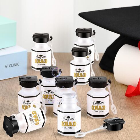 100 قطعة من زجاجات فقاعات التخرج من Lunmon، عصا فقاعات التخرج الصغيرة، ألعاب التخرج بالجملة للتهاني، أكياس الهدايا الجيدة، حشو هدية حفل التخرج، هدايا الحفلات in Kuwait