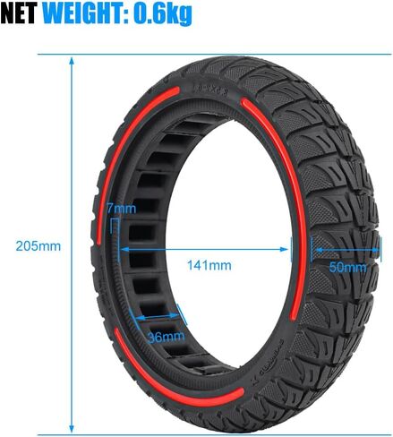 8.5 inch Off-road Solid Rubber Tire replacement for Gotrax GXL V2/XR/APEX XL Hiboy S2/S2R Xiaomi M365/Pro Electric Scooter 8.5 inch Solid Tire Replacement (Red 1pc) in Saudi Arabia