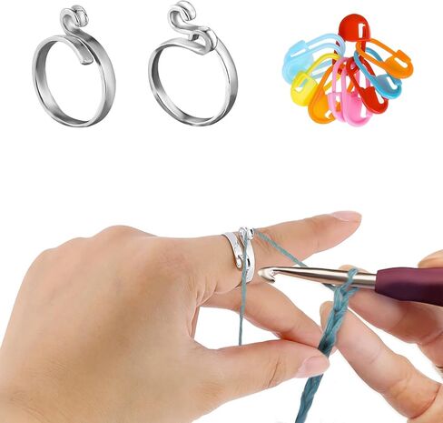 2PCS Crochet Rings for Crocheting Tension and 10PCS Assorted Colors Stich Markers for Crocheting, Knitting Rings and Crochet Clips for Crafts Hand Weaving Hook Line Supplies in Saudi Arabia