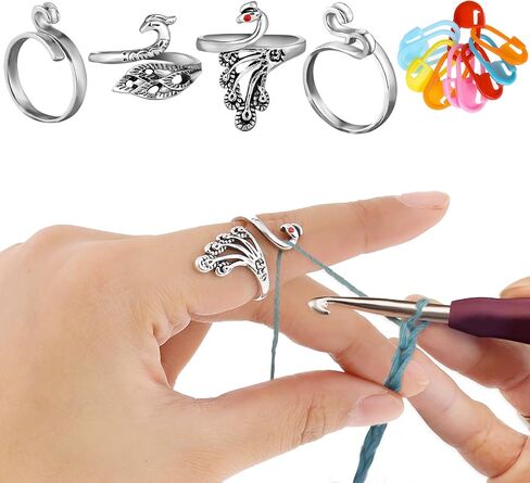 2PCS Crochet Rings for Crocheting Tension and 10PCS Assorted Colors Stich Markers for Crocheting, Knitting Rings and Crochet Clips for Crafts Hand Weaving Hook Line Supplies in Saudi Arabia