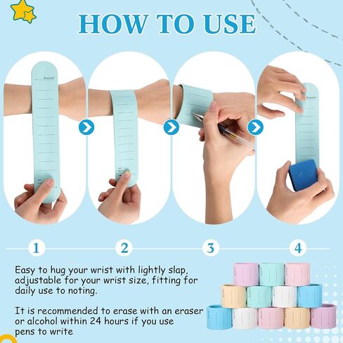 Gemscream 24 Pcs Silicone Memo Wrist Band Nurse Notepad Silicone Reminder Bracelet Waterproof Silicone Slap Bracelet Erasable Wearable to Do List Bracelet Nursing Supplies for Nurses Memo Wristband in Saudi Arabia