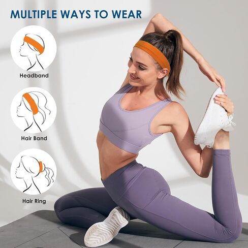 Sports Headbands for Women, 5 Pack Moisture Wicking Non Slip Sweatbands Fashionable Hairbands for Workout Yoga Running Gym in Saudi Arabia