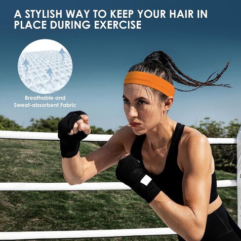 Sports Headbands for Women, 5 Pack Moisture Wicking Non Slip Sweatbands Fashionable Hairbands for Workout Yoga Running Gym in Saudi Arabia