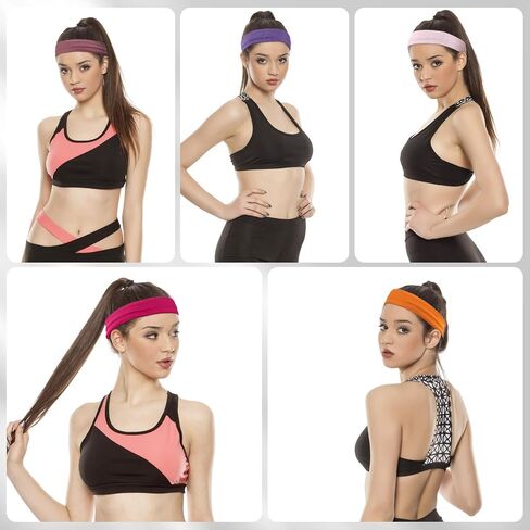 Sports Headbands for Women, 5 Pack Moisture Wicking Non Slip Sweatbands Fashionable Hairbands for Workout Yoga Running Gym in Saudi Arabia