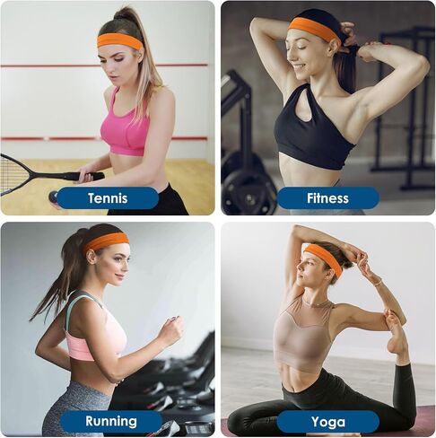 Sports Headbands for Women, 5 Pack Moisture Wicking Non Slip Sweatbands Fashionable Hairbands for Workout Yoga Running Gym in Saudi Arabia