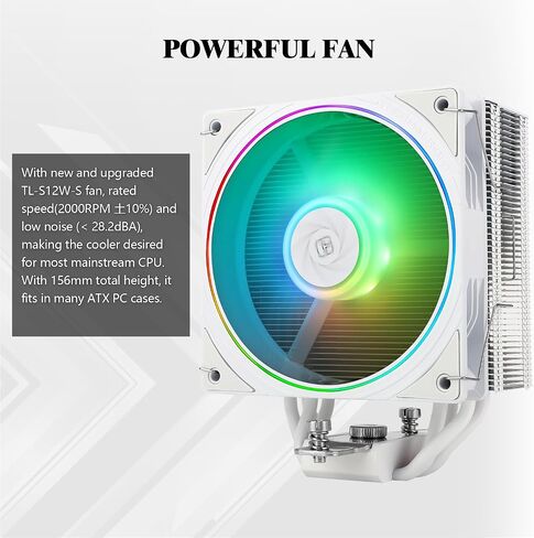 مبرد هواء وحدة المعالجة المركزية Thermalright Assassin Spirit 120 EVO White ARGB CPU، سرعة 2000 دورة في الدقيقة، 4 أنابيب حرارية، مبرد وحدة المعالجة المركزية بمروحة PWM بيضاء هادئة 12 سم مع محمل S-FDB، لـ AMD AM4 AM5/Intel 1700/1150/1151/1200، تبريد الكمب in Saudi Arabia