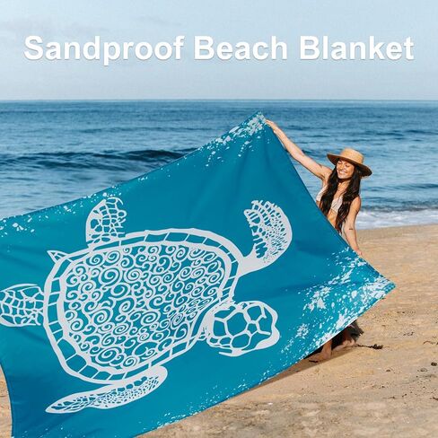 Sandproof Beach Blanket, Turtle Large Picnic Blankets Waterproof Foldable with Corner Pockets, 79" x 87" Portable Outdoor Sand Free Mat for Beach Travel Camping Hiking Picnic Beach accessories in Saudi Arabia