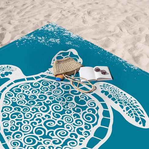 Sandproof Beach Blanket, Turtle Large Picnic Blankets Waterproof Foldable with Corner Pockets, 79" x 87" Portable Outdoor Sand Free Mat for Beach Travel Camping Hiking Picnic Beach accessories in Saudi Arabia