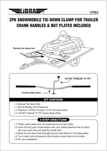 LIBRA Snowmobile Ski Tie Down Bar Security Kit with Crank & Plate -27063 in Saudi Arabia