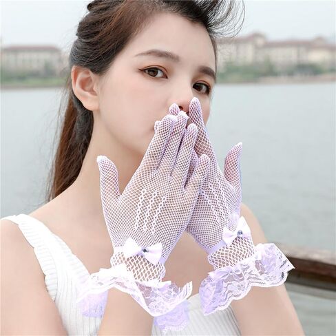 Durzasvo Women's 2PC Fascinator and Lace Glove Set Wedding Tea Party Kentucky Derby Mesh Flower Feather Fascinators with Headband and Clip White in Saudi Arabia