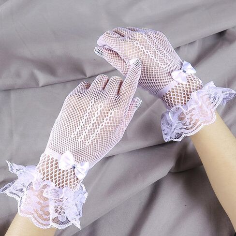 Durzasvo Women's 2PC Fascinator and Lace Glove Set Wedding Tea Party Kentucky Derby Mesh Flower Feather Fascinators with Headband and Clip White in Saudi Arabia