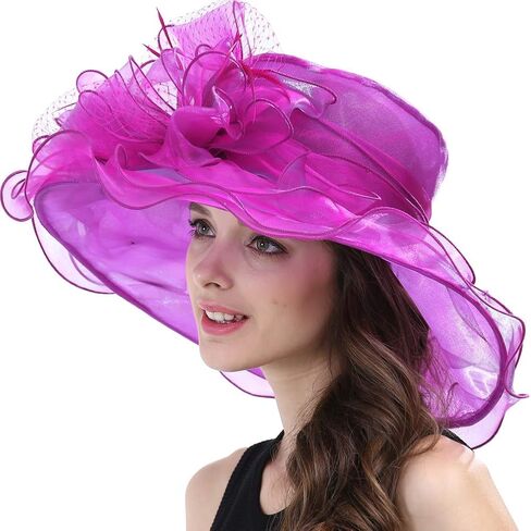 Original One Women's Organza Feather/Veil Tea Party Occasion Derby Event Church Dress Sun Hat in Kuwait