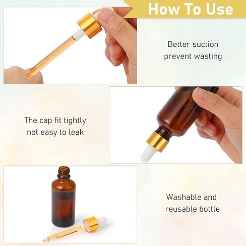 100 Pack 1.7 oz Eye Dropper Bottles Glass Eye Tincture Bottles Empty Oil Dropper Vials with Golden Top Cap for Essential Perfumes Massage Oils with Funnels, Plastic Droppers,30 Pcs Labels (Clear) in Saudi Arabia