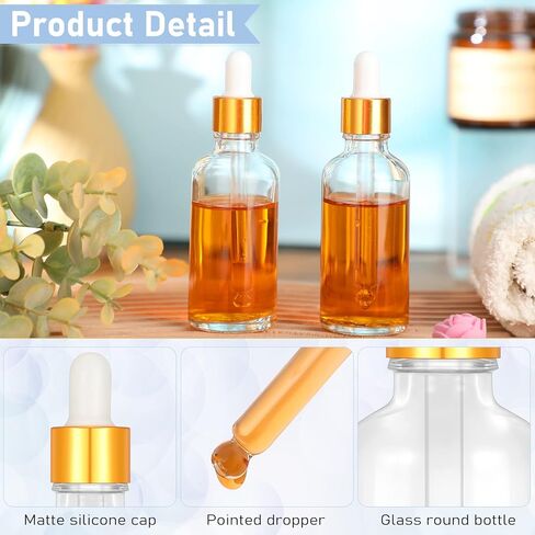 100 Pack 1.7 oz Eye Dropper Bottles Glass Eye Tincture Bottles Empty Oil Dropper Vials with Golden Top Cap for Essential Perfumes Massage Oils with Funnels, Plastic Droppers,30 Pcs Labels (Clear) in Saudi Arabia