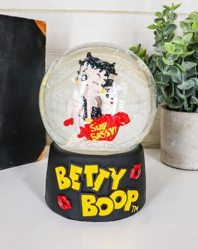 مجموعة Ebros Gift Novelty Collection Betty Boop غريب الأطوار كوميدية لامعة كرة مائية بطول 5.25 بوصة بطول 100 مم تمثال ديكور كرات ثلجية ملونة (ابق وقحًا وعناقًا وقبلات أنيقة) in Saudi Arabia