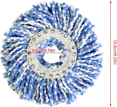 Huhushop Spin Mop Head Refills Microfiber Round Spin Mop Head Replacement for Universal Spin Mop System Perfect for Home Commercial Use (Blue+White) in Saudi Arabia