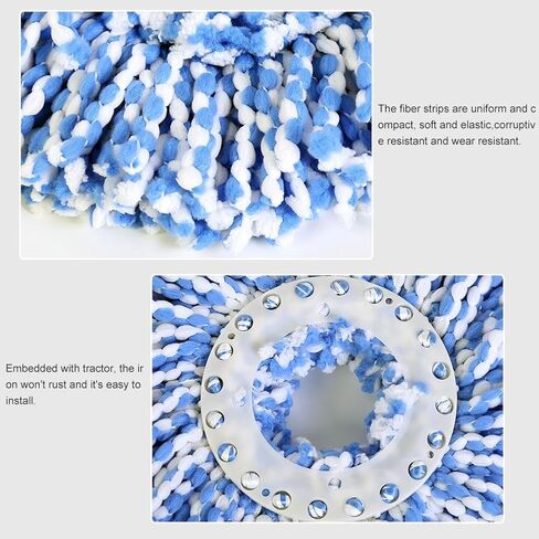 Huhushop Spin Mop Head Refills Microfiber Round Spin Mop Head Replacement for Universal Spin Mop System Perfect for Home Commercial Use (Blue+White) in Saudi Arabia