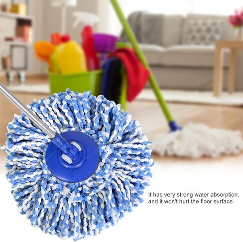 Huhushop Spin Mop Head Refills Microfiber Round Spin Mop Head Replacement for Universal Spin Mop System Perfect for Home Commercial Use (Blue+White) in Saudi Arabia