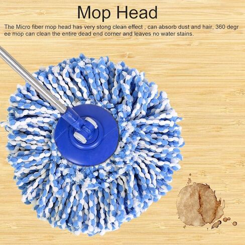 Huhushop Spin Mop Head Refills Microfiber Round Spin Mop Head Replacement for Universal Spin Mop System Perfect for Home Commercial Use (Blue+White) in Saudi Arabia