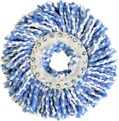 Huhushop Spin Mop Head Refills Microfiber Round Spin Mop Head Replacement for Universal Spin Mop System Perfect for Home Commercial Use (Blue+White) in Saudi Arabia
