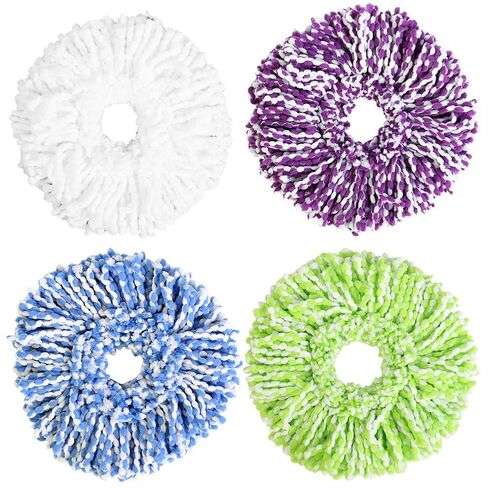 Huhushop Spin Mop Head Refills Microfiber Round Spin Mop Head Replacement for Universal Spin Mop System Perfect for Home Commercial Use (Blue+White) in Saudi Arabia