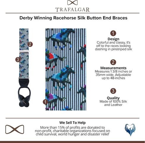 Trafalgar Men's Derby Winning Racehorse Silk Button End Braces (Suspenders) in Saudi Arabia