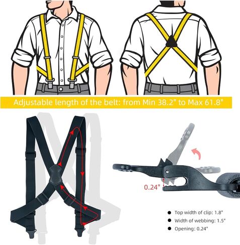MELOTOUGH Men's Suspenders 1 1/2 Inch Wide Side Clip Suspenders Adjustable Airport Friendly Suspenders with Plastic Clip in Saudi Arabia
