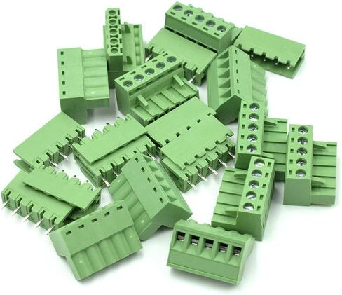 Hxchen 10Pcs 6Pin 5.08mm 2EDG Audio & Video Accessories Straight Pin Female and Male PCB Pluggable Terminal Block Adapters AWG28-12 Green 300V 10A in Kuwait