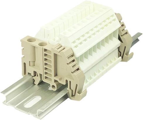 Dinkle Assembly DK2.5N-WE 10 Gang Box Connector DIN كتل طرفية للسكك الحديدية، 12-22 AWG، 20 أمبير، 600 فولت دوائر منفصلة بيضاء in Saudi Arabia