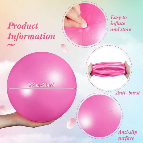 10 Pieces 9 Inch Exercise Pilates Ball Yoga Ball Therapy Ball Core Ball for Yoga Stability Barre Training Stretching Physical Posture Training Gym, Purple, Pink in Saudi Arabia