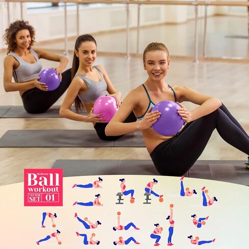 10 Pieces 9 Inch Exercise Pilates Ball Yoga Ball Therapy Ball Core Ball for Yoga Stability Barre Training Stretching Physical Posture Training Gym, Purple, Pink in Saudi Arabia