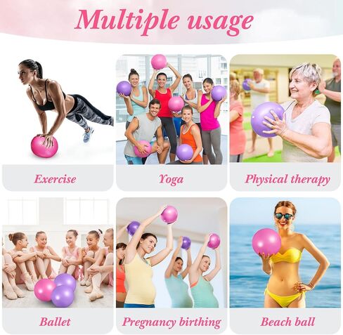 10 Pieces 9 Inch Exercise Pilates Ball Yoga Ball Therapy Ball Core Ball for Yoga Stability Barre Training Stretching Physical Posture Training Gym, Purple, Pink in Saudi Arabia